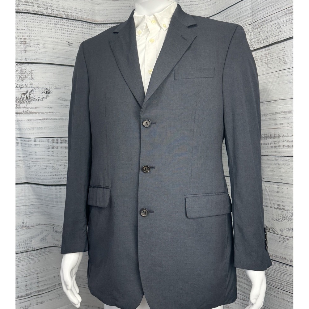 Ralph By Ralph Lauren Blazer Blue Label 39L‎ 100% Wool Gray Micro Check